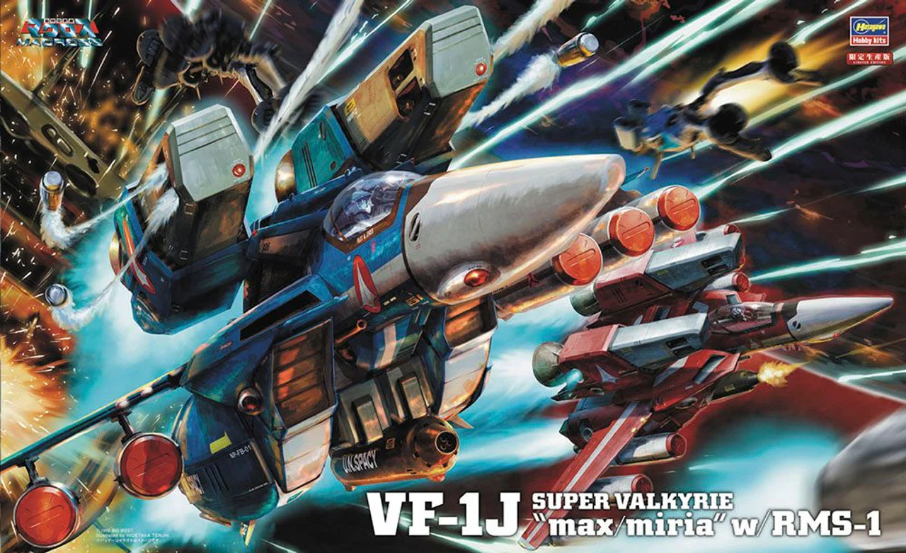 "Macross" VF-1J SUPER VALKYRIE w/RMS-1 Max & Milia 1/48 Model Kit