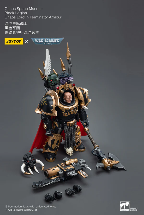 Warhammer 40K Chaos Space Marines Black Legion Chaos Lord in Terminator Armor 1/18 Scale Figure - Image 4