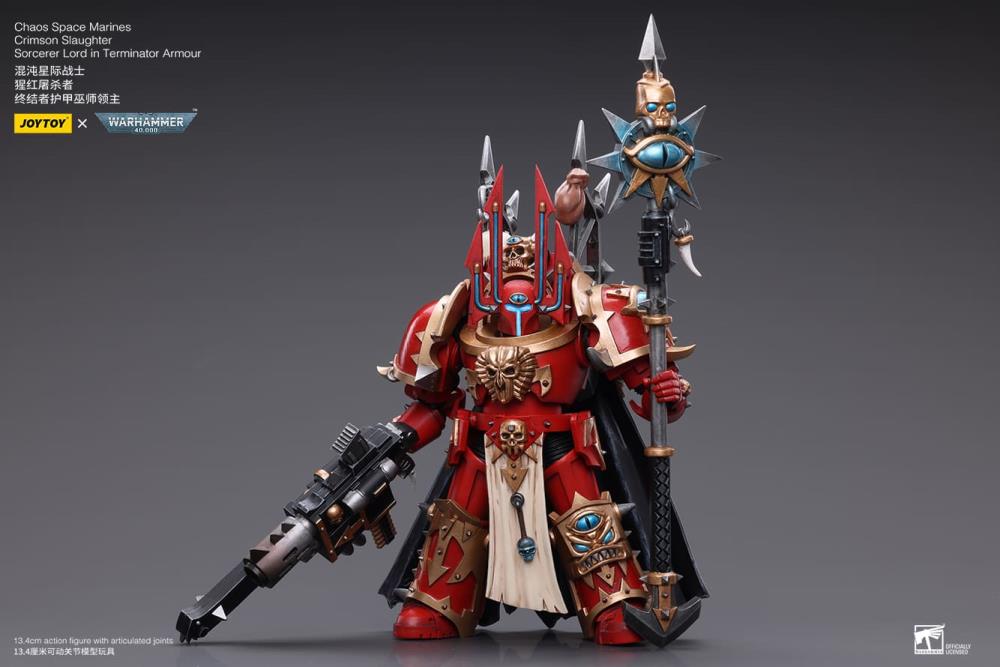 Warhammer 40k Chaos Space Marines Crimson Slaughter Sorcerer Lord in Terminator Armour 1/18 Scale Figure - Image 5
