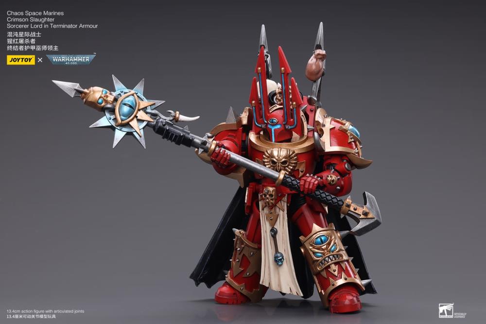 Warhammer 40k Chaos Space Marines Crimson Slaughter Sorcerer Lord in Terminator Armour 1/18 Scale Figure - Image 6