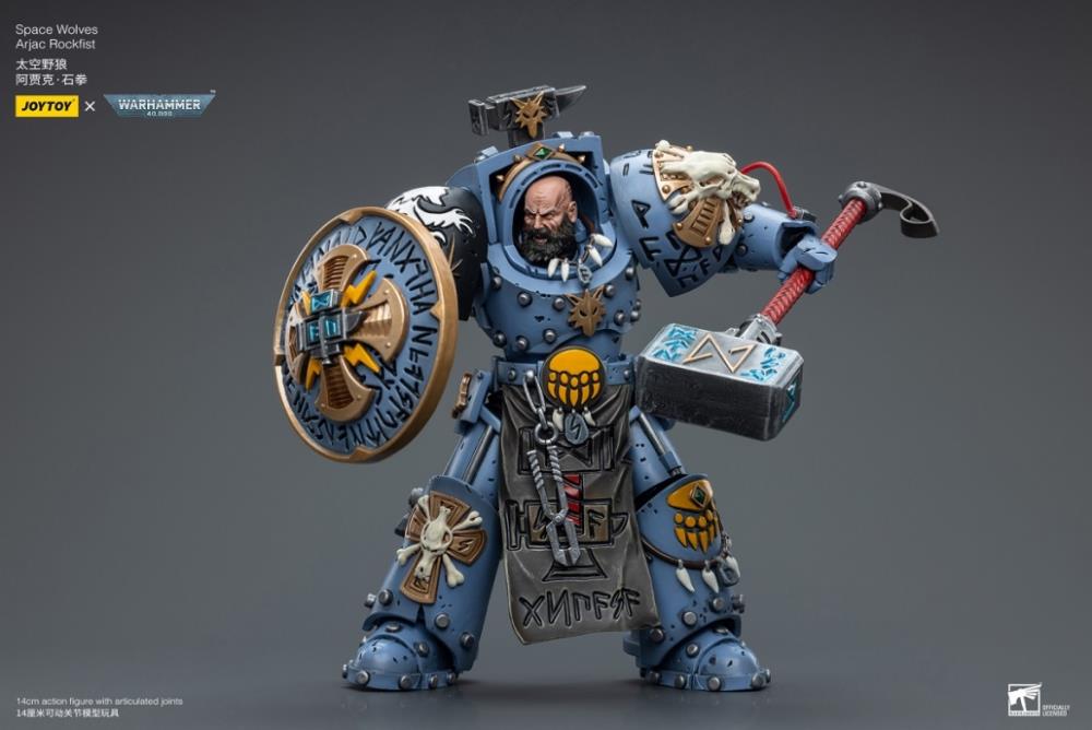 Warhammer 40K Space Wolves Arjac Rockfist 1/18 Scale Figure - Image 4