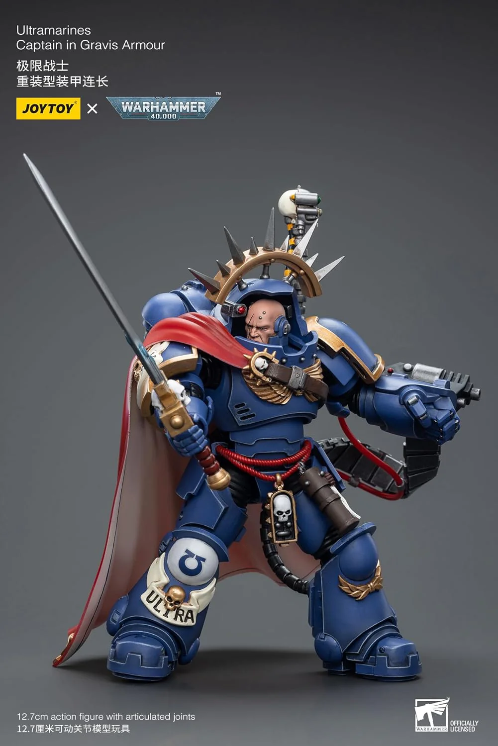 Warhammer 40k Ultramarines Captain in Gravis Armour 1/18 Scale Action Figure - Image 3